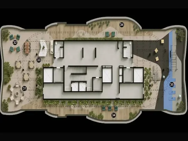 Implantação Square Design Residence — área de lazer