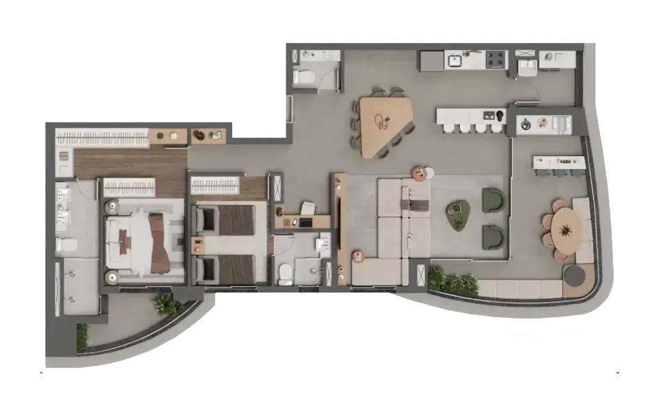 Planta 121m² opção 2